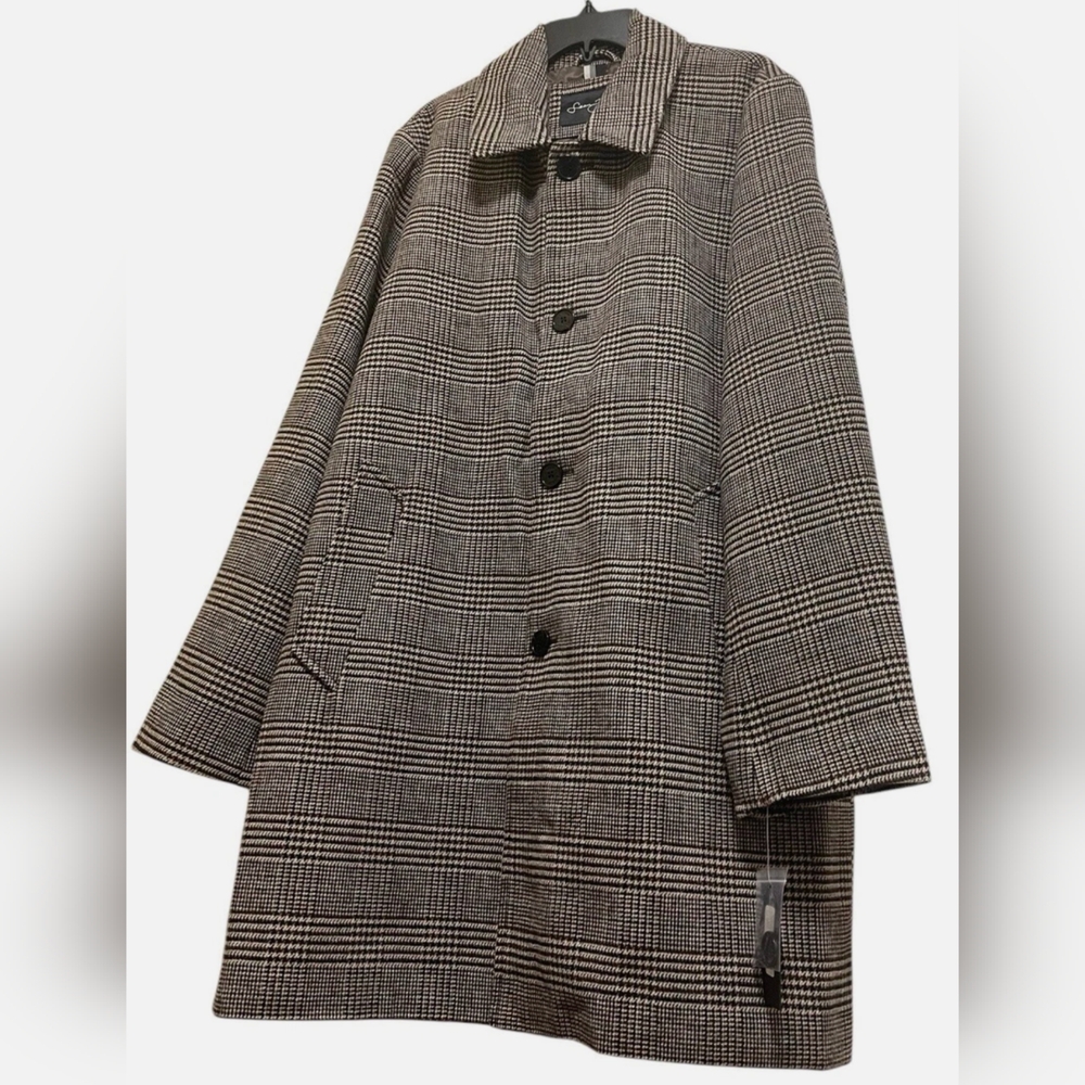 SEAN JOHN CLASSIC SINGLE BREASTED PLAID PATTERN OVERCOAT GRAY & BROWN, SIZE XL - Picture 6 of 8